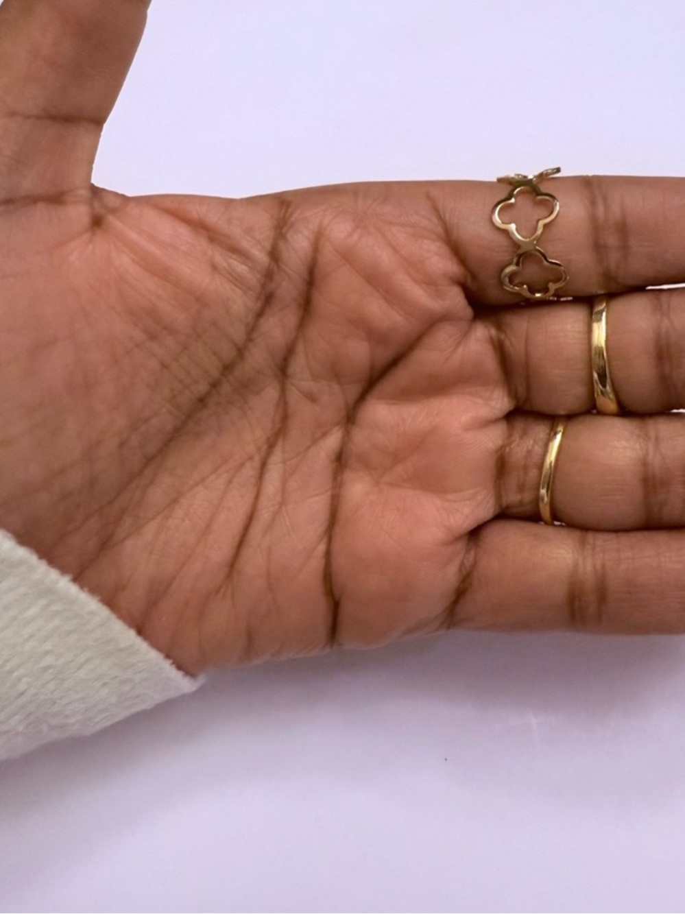 3pc Clover Ring Set | Adjustable Gold Rings - Picture 3 of 3